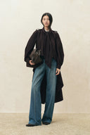 Ada Scarf Collar Cape Trench Coat in Wool Blend