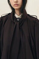 Ada Scarf Collar Cape Trench Coat in Wool Blend