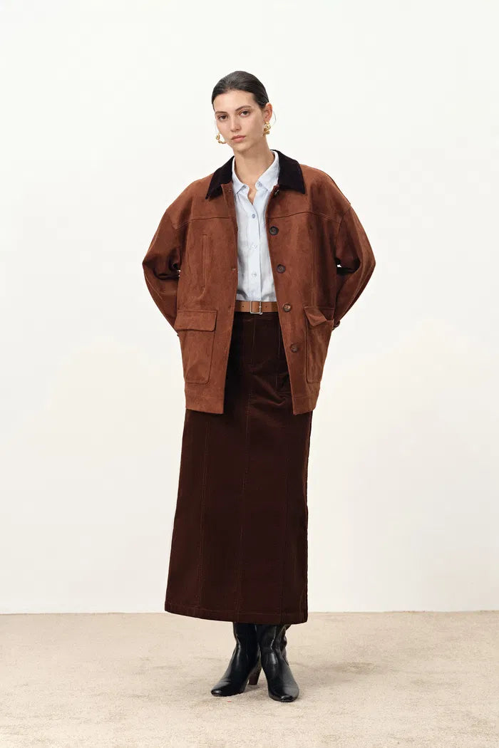 Coco Straight Skirt in Corduroy Cotton
