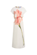 Adelaide Iris Print Short-Sleeve Dress in Soft Stretch Fabric
