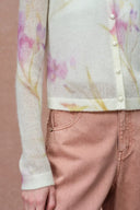 Irida Iris and Lily Print Knit Cardigan in Merino-Mohair Blend