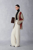 Cardigan oversize à losanges Mirna en laine mérinos