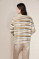 Green River Bouclé Pullover mit gemischten Streifen aus Merino-Mohair-Mehrfachgarn