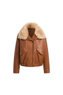 Sloane Vintage Padded Biker Jacket in Vegan Leather