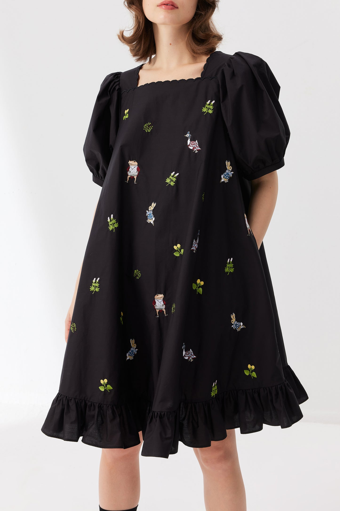 Sylvia Fairytale Embroidered Dress in Cotton Poplin