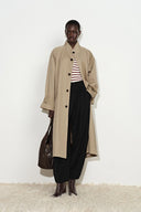 Esme Minimalist Oversized Long Trench Coat in Cotton Twill