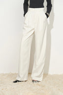 Olivia Button Slit Wide Leg Pants in Wool Blend