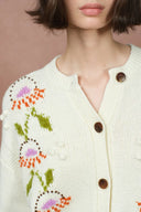 Saga Floral Cardigan in Merino Wool Knit