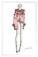 Pull rose Sally tricoté main en angora mohair