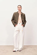 Swift kastige Tweed-Jacke aus Tencel-Wolle und Acetat-Satin