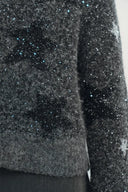 Twinkle Star Intarsia Sweater in Alpaca Sequin Yarn Knit