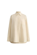 Nicole Pleated Sleeve Oversized Shirt in Cotton Plain Weave
