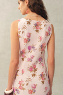 Fraye Floral Cowl Neck Sleeveless Dress in Silk Double Crepe
