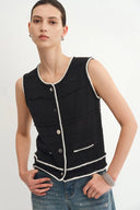 Silvy Tweed Sleeveless Top in Textured Cotton