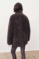 Lene Reversible Faux Fur and Leather Jacket in Merino Wool Teddy