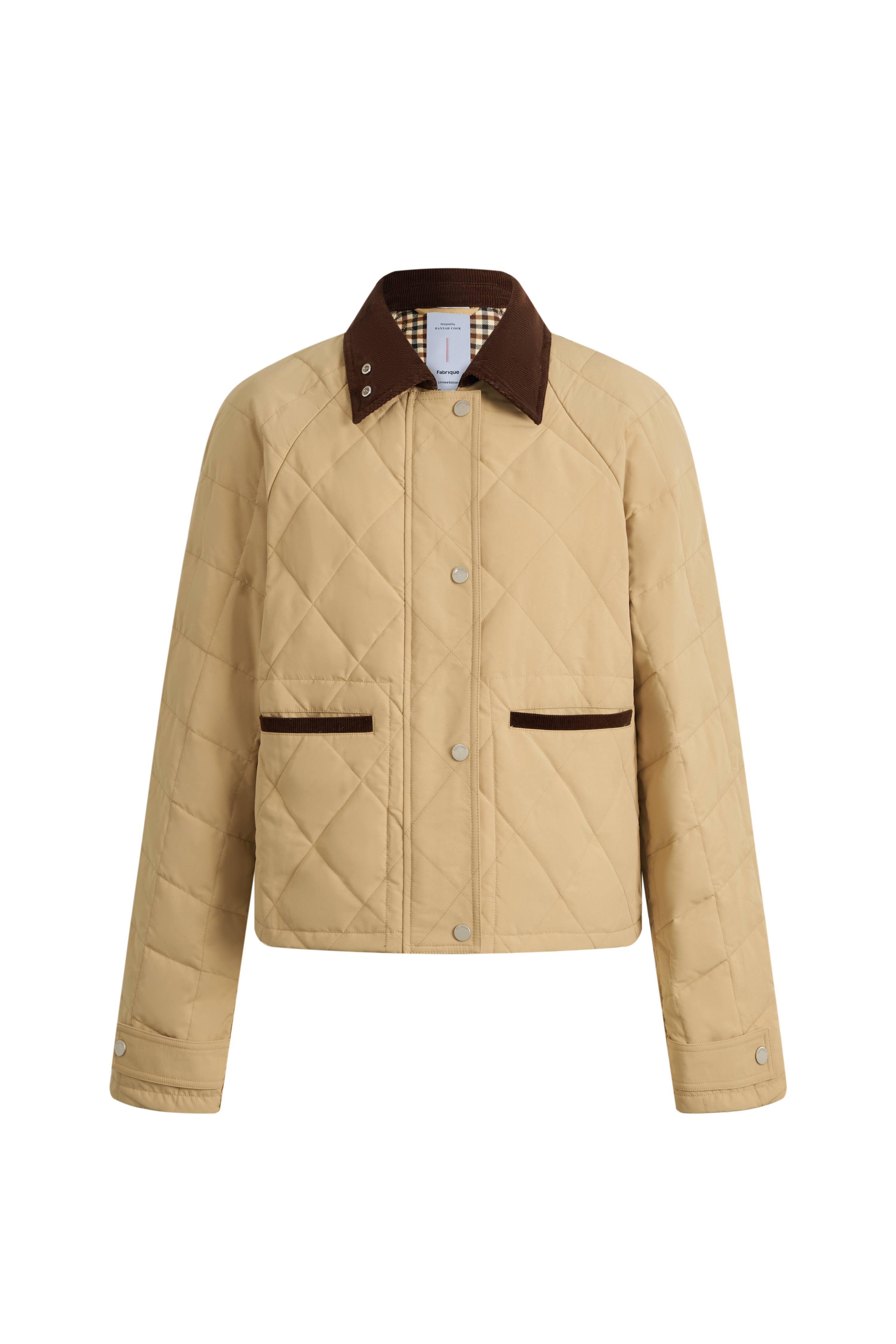 Skye Contrast Collar Cropped Quilted Down Jacket in Water