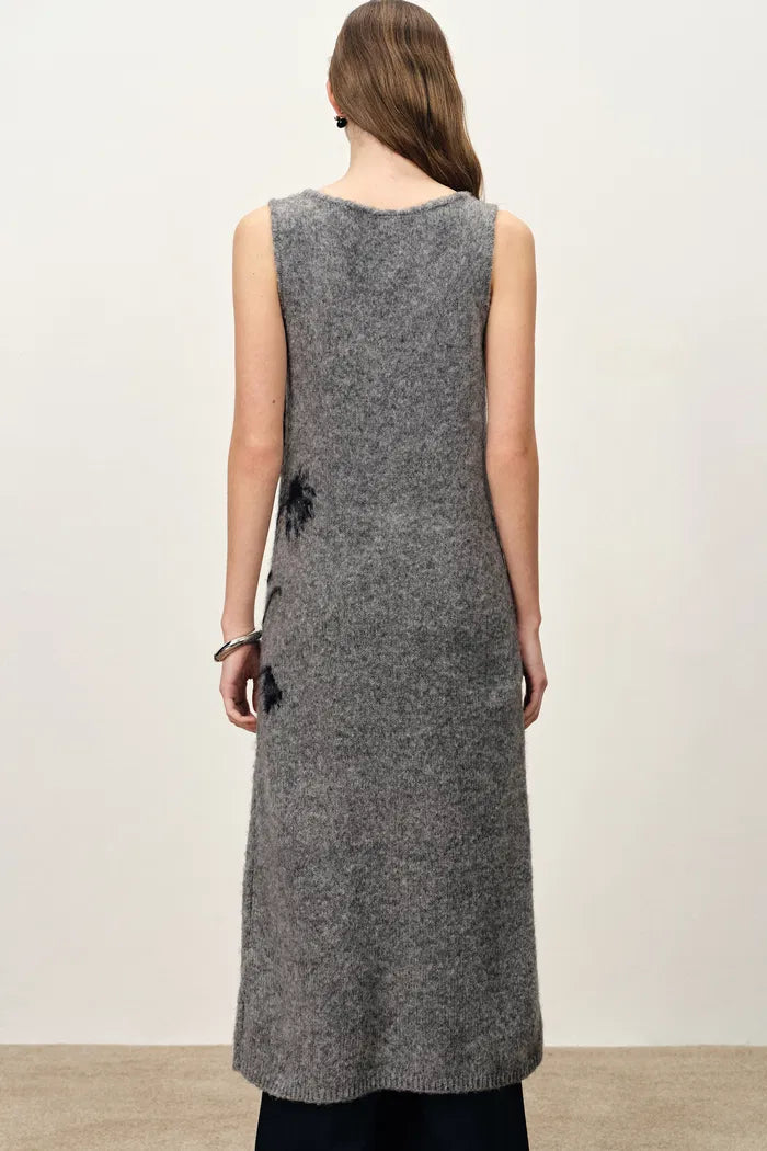 Tania Intarsia Sleeveless Dress in Merino Alpaca Wool Blend Knit