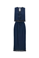 Completo Gilet e Gonna con Nappine Velia in Denim di Cotone