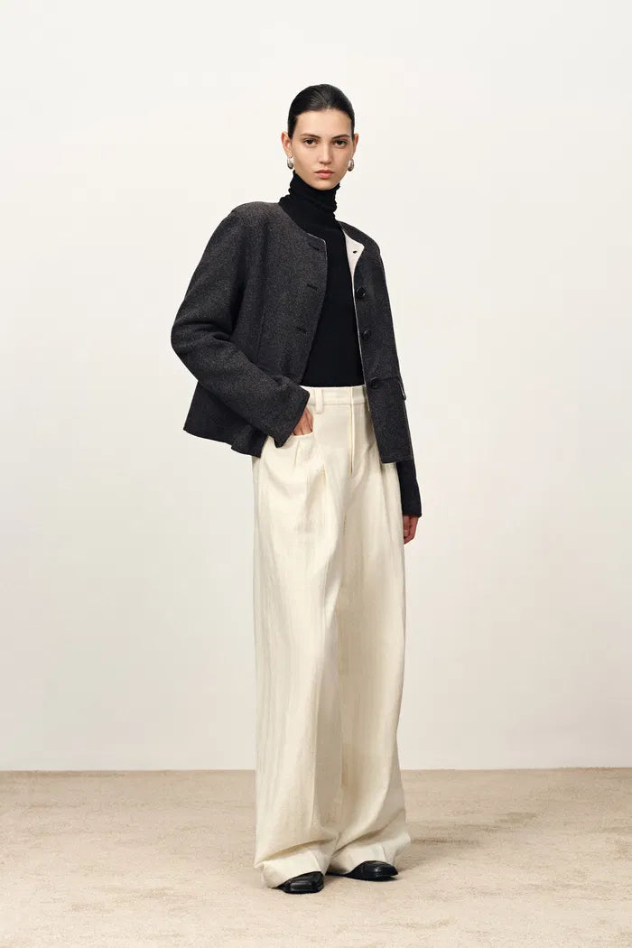 Sola Double Faced Boxy Jacket in Silk Wool Camel Blend