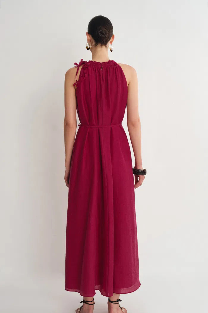 Alice Hand Woven Flora Sleeveless Dress in Acetate-Linen Blend