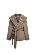 Aimee Embroidered Reversible Hooded Coat in Wool Blend