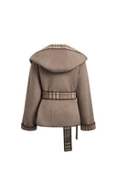 Aimee Embroidered Reversible Hooded Coat in Wool Blend
