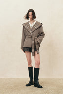 Aimee Embroidered Reversible Hooded Coat in Wool Blend
