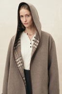 Aimee Embroidered Reversible Hooded Coat in Wool Blend