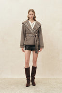Aimee Embroidered Reversible Hooded Coat in Wool Blend