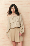 Alano Adjustable Off-Shoulder Shirt in Linen Blend