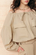 Alano Adjustable Off-Shoulder Shirt in Linen Blend