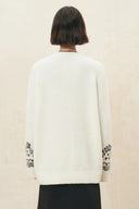 Alder Hand Embroidery Vine Jacquard Cardigan in Wool Blend