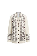 Alder Hand Embroidery Vine Jacquard Cardigan in Wool Blend