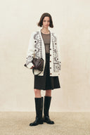 Alder Hand Embroidery Vine Jacquard Cardigan in Wool Blend