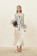 Alder Hand Embroidery Vine Jacquard Cardigan in Wool Blend
