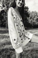 Alder Hand Embroidery Vine Jacquard Cardigan in Wool Blend