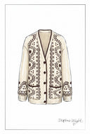 Alder Hand Embroidery Vine Jacquard Cardigan in Wool Blend