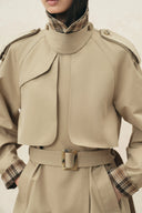 Alexandra Lightweight Belted Long Trench Coat in Cotton Blend Twill