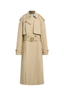 Alexandra Lightweight Belted Long Trench Coat in Cotton Blend Twill