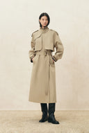 Alexandra Lightweight Belted Long Trench Coat in Cotton Blend Twill