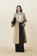 Alexandra Lightweight Belted Long Trench Coat in Cotton Blend Twill