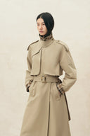 Alexandra Lightweight Belted Long Trench Coat in Cotton Blend Twill