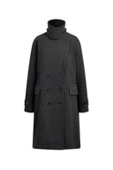Amanda Oversized Lapel Midi Coat in 100% Wool