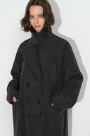 Amanda Oversized Lapel Midi Coat in 100% Wool