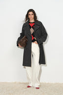 Amanda Oversized Lapel Midi Coat in 100% Wool