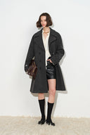 Amanda Oversized Lapel Midi Coat in 100% Wool
