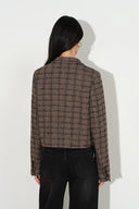 Amber Karierter Cropped-Blazer aus Wollmischung