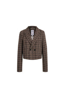 Amber Karierter Cropped-Blazer aus Wollmischung