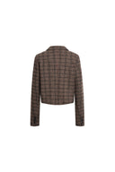 Amber Karierter Cropped-Blazer aus Wollmischung