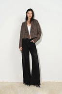 Amber Karierter Cropped-Blazer aus Wollmischung